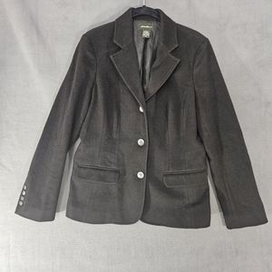 Eddie Bauer jacket women Medium M brown wool blend Blazer 3 button pockets lined